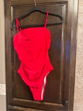 Women’s Red One-Piece Swimsuit with Adjustable Straps